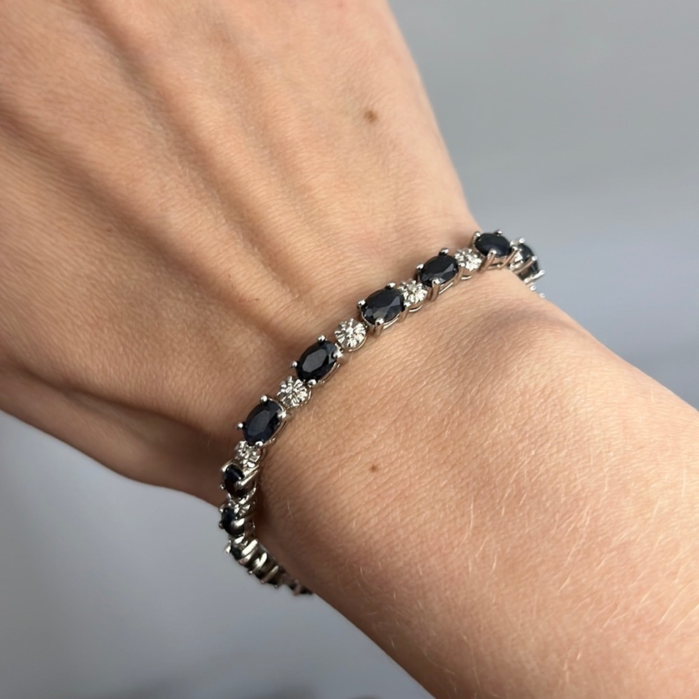 Black Crystal and Stirling Silver Bracelet